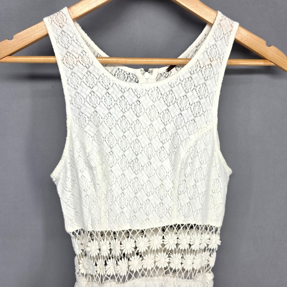 Free People Lace Dress Womens 0 Ivory Crochet Daisy Waist Boho Mini Sleeveless